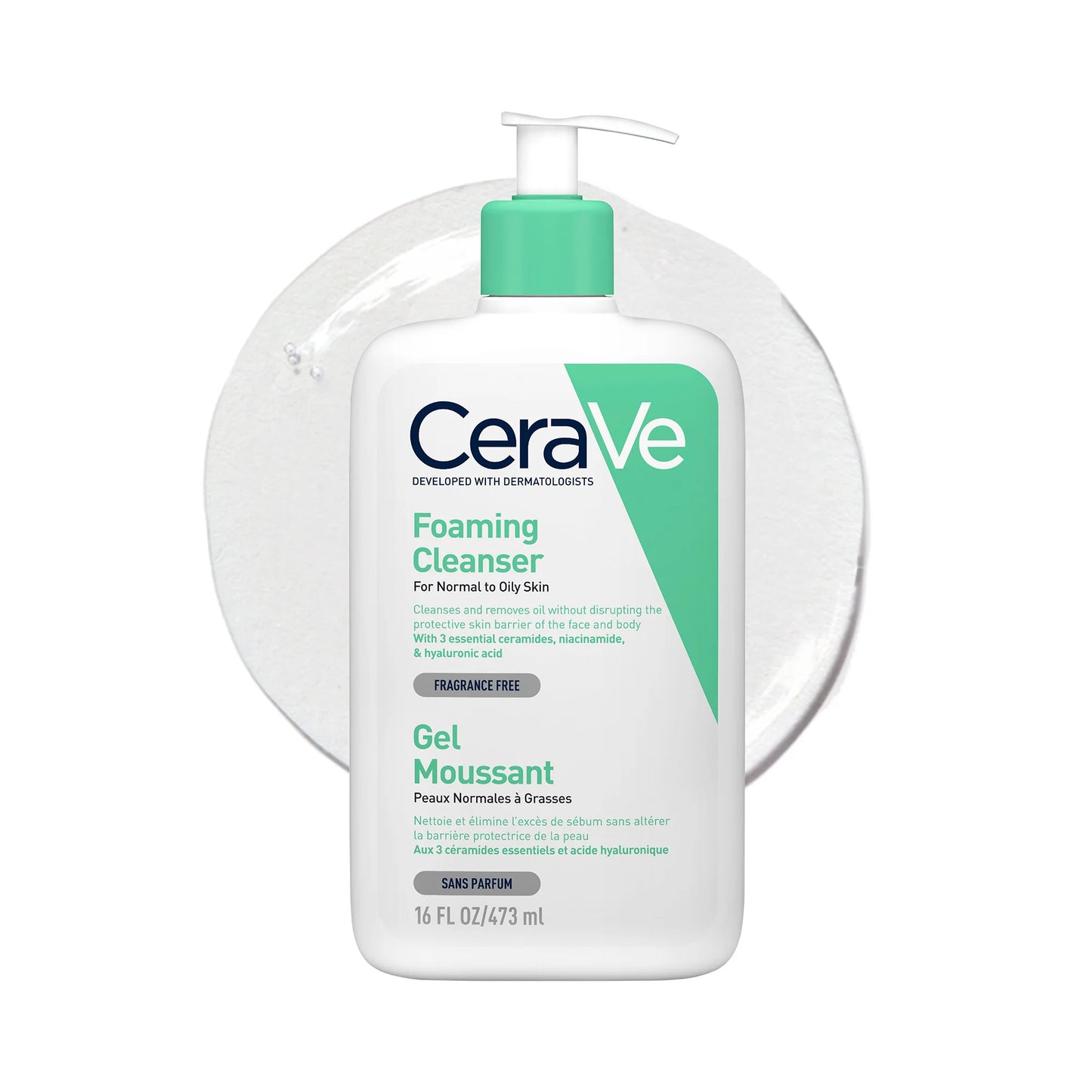 CERAVE GEL MOUSSANT NETTOYANT PEAU NORMALE À GRASSE 473ML